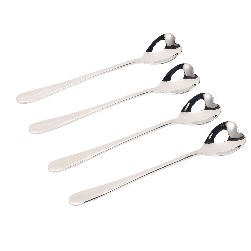 4pcs Coffee Spoon Stainless Steel Heart Shaped Tea Dessert Sugar Stirring Spoon for Cafe