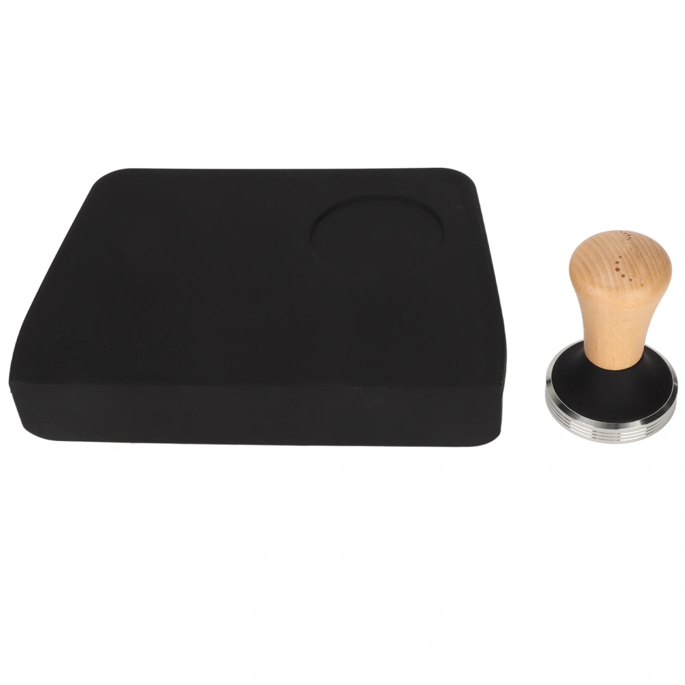 Coffee Tamper Mat with Tamper Slot Dustproof Oil Proof Tamping Mat Coffee Pad Tamper Kit Black 58mm / 2.3in Tamper