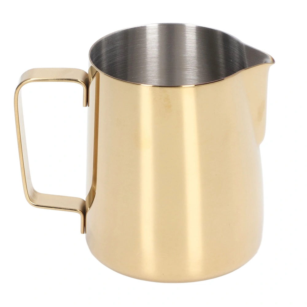 Milk Frother Pitcher 350ml 304 Stainless Steel with Scale Dripless Spout Milk Frother Cup for 350ml Gold Plated with Scale