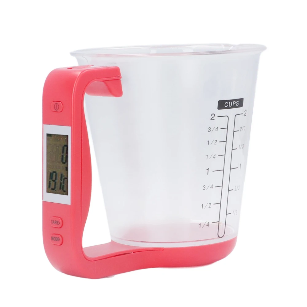 Household Measuring Cup Portable Kitchen 1 kg Electronic Scale Measuring Cup with LCD Display for Coffee Milk Condiments Red