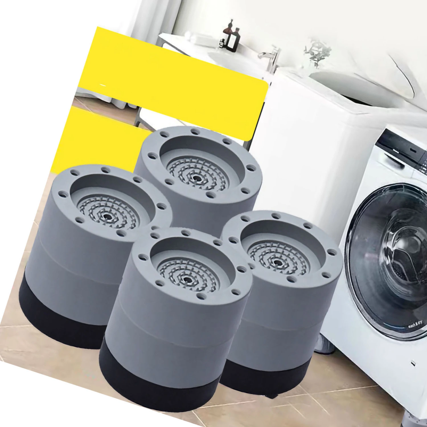 Wash Machine Feet Mat Shock Absorption Resin Fiber PVC Washing Machine Riser for Home Increase 6cm/2.4in