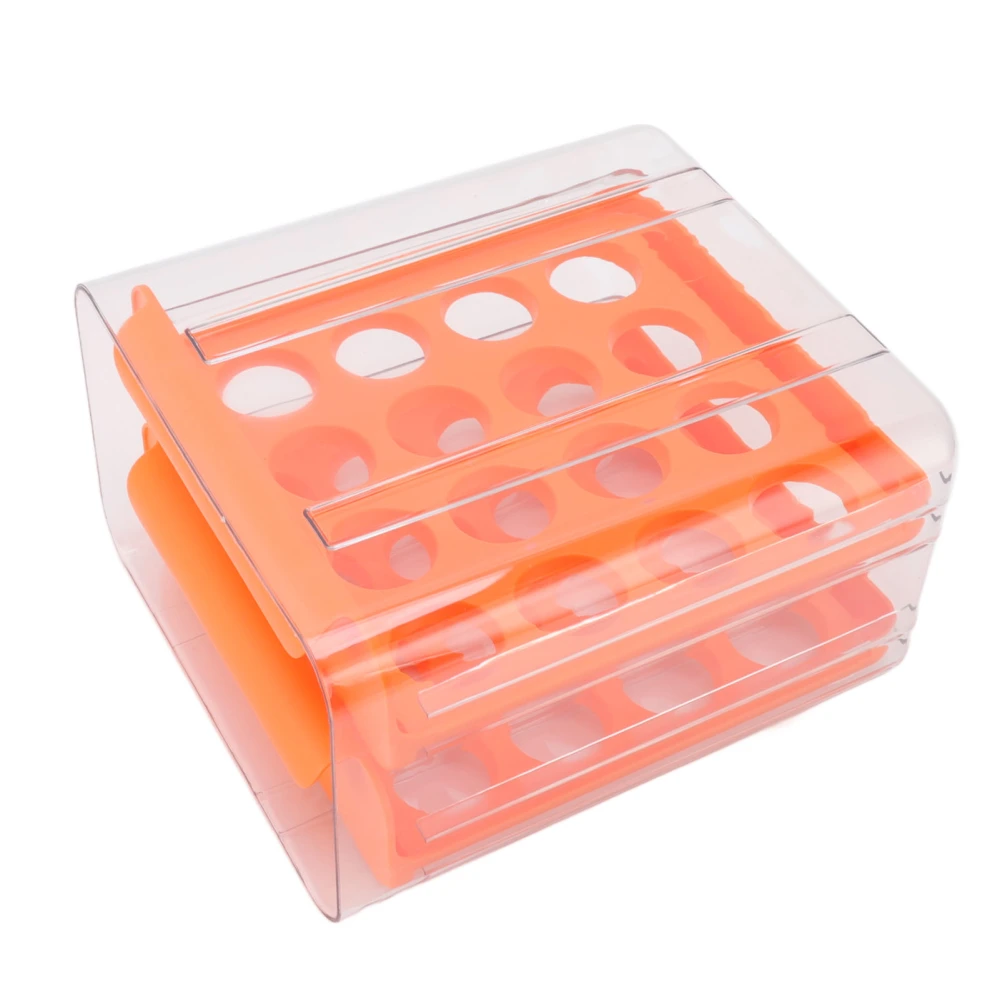 Egg Drawer Double Layer Transparent 32 Lattice Large Capacity Egg Storage Box for Refrigerator Orange