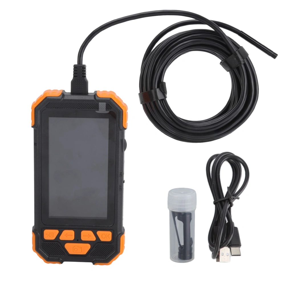 5.5mm Lens Borescope Camera 4.3in IPS Screen IP67 Waterproof Digital Inspection Endoscope Orange