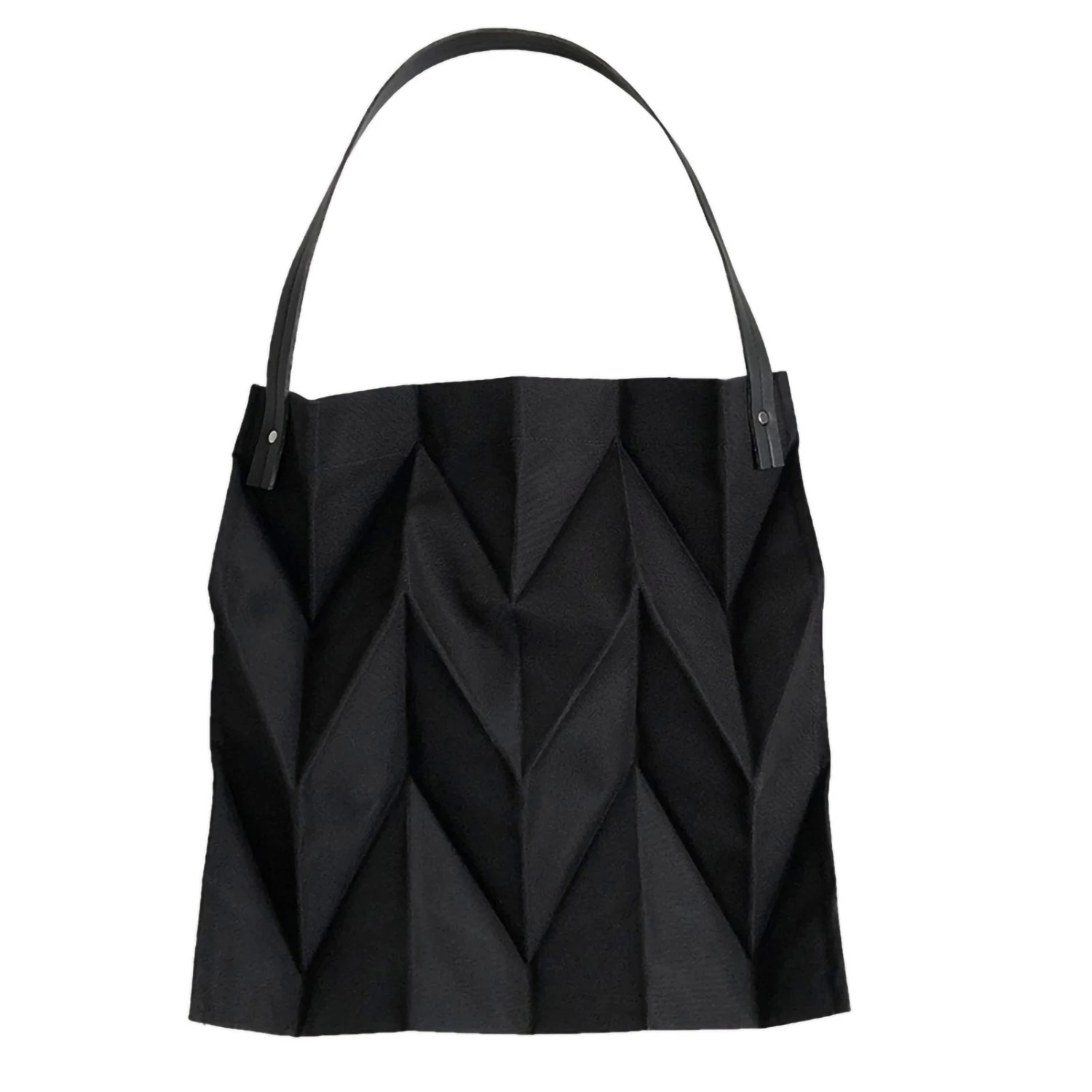 Reusable Tote Bag Large Capacity Fashion Polyline Design Shopping Cloth Bag for Home Travelling Office Black