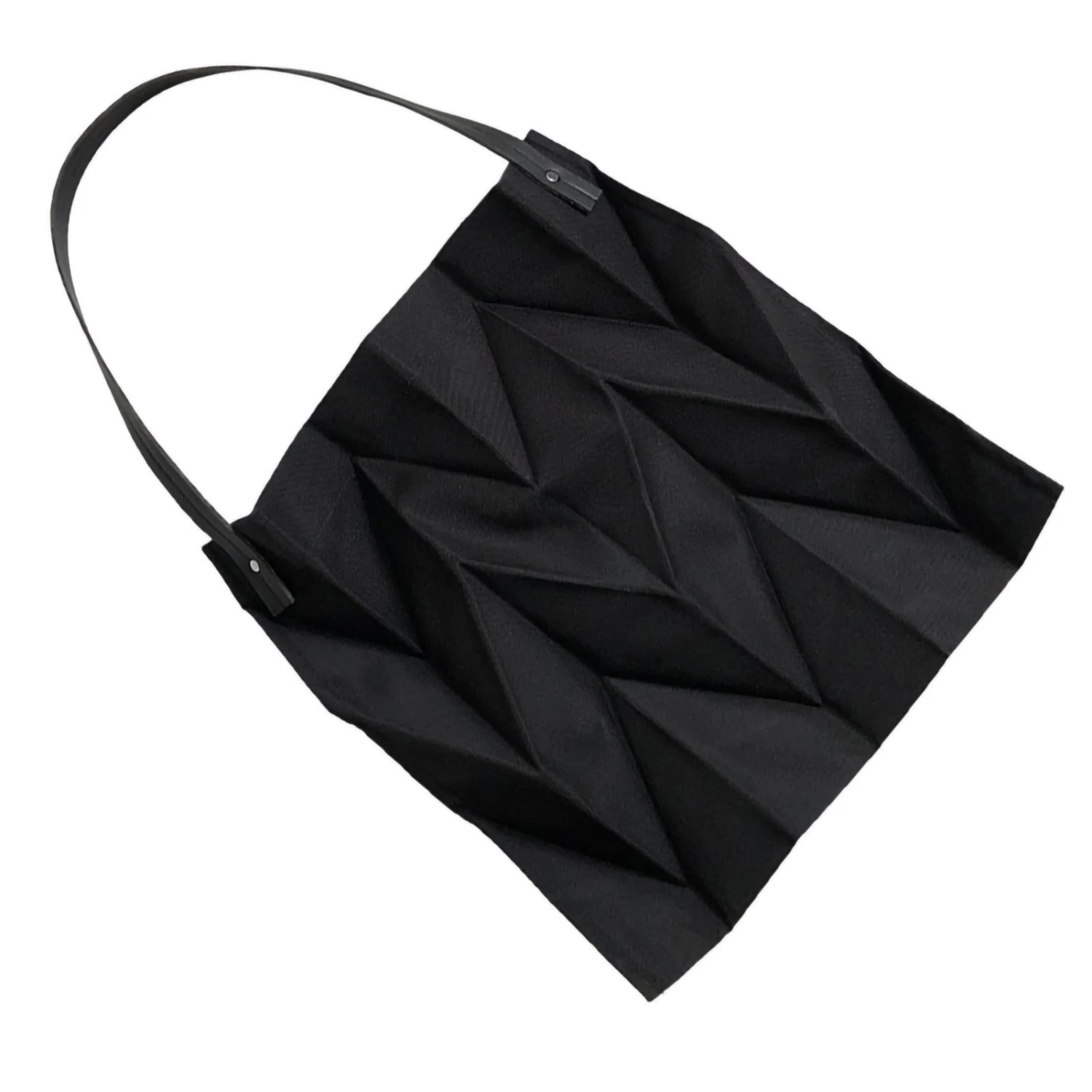 Reusable Tote Bag Large Capacity Fashion Polyline Design Shopping Cloth Bag for Home Travelling Office Black