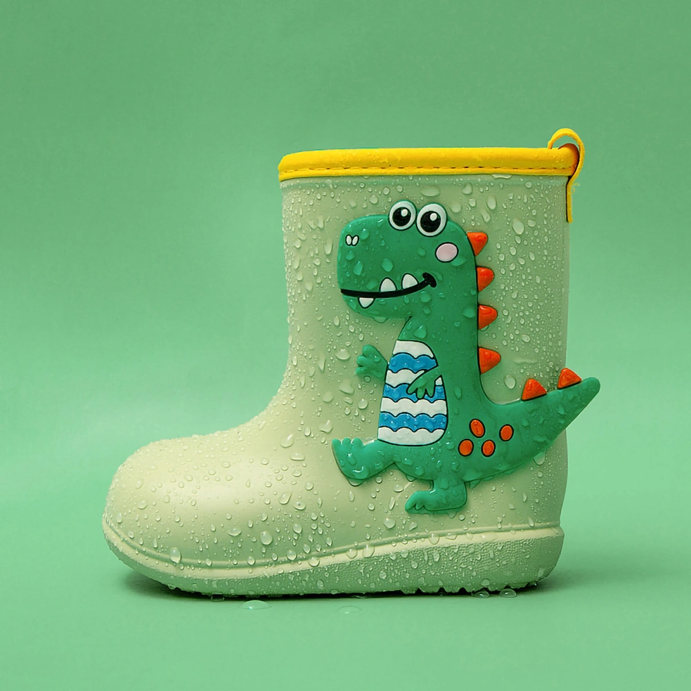 Waterproof Rain Boots Cute Cartoon Pattern Soft Bottom EVA Rain Shoes for Children Kids Green 16cm / 6.3in