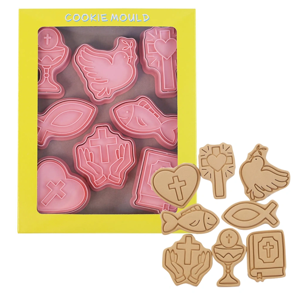 8Pcs/10Pcs 3D Biscuit Cutters Christmas Biscuit Mould Baking Mould Hand Press Biscuit Stamp