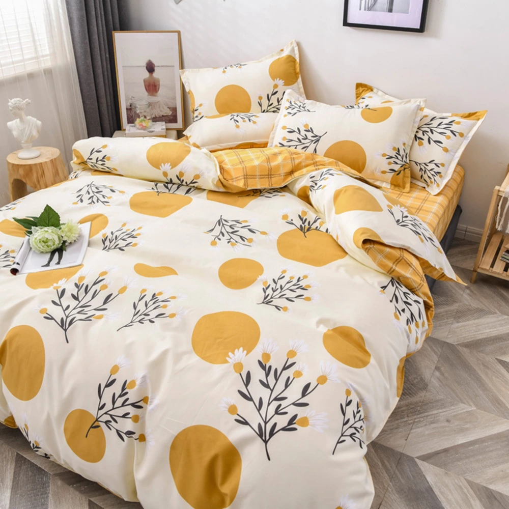 Home Bed Set 4pcs Thickened Brushed Simple Style Breathable Skin Friendly Cotton Bedding Comforter Sets