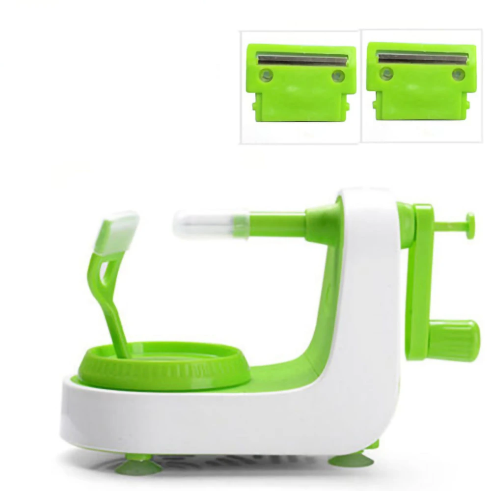 Apple Peeler 360 Degree Rotating Blade Hand Multifunction Fruit Peeler with Base Suction Cup 1pcs Scratcher 2 Cutter Heads