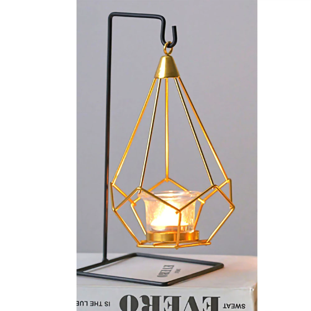 Metal Candle Holder Modern Decorative Romantic Lantern Candle Holder Frame for Living Room Hotel Restaurant Single Hanging Basket Model