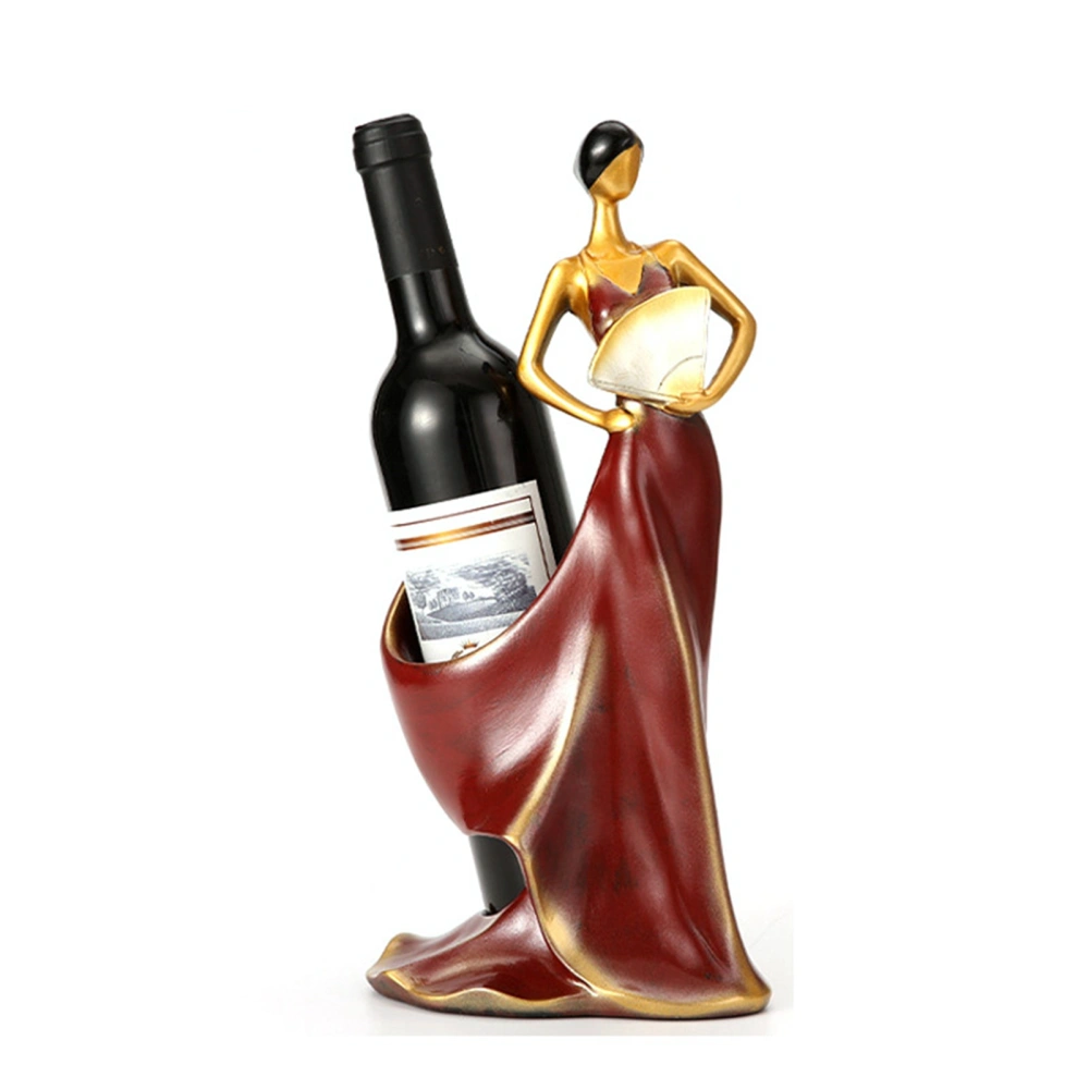 Dancing Girl Figurines Wine Holder Statue Synthetic Resin Wine Bottle Rack Stand for Bar Counter Home Decoration Red