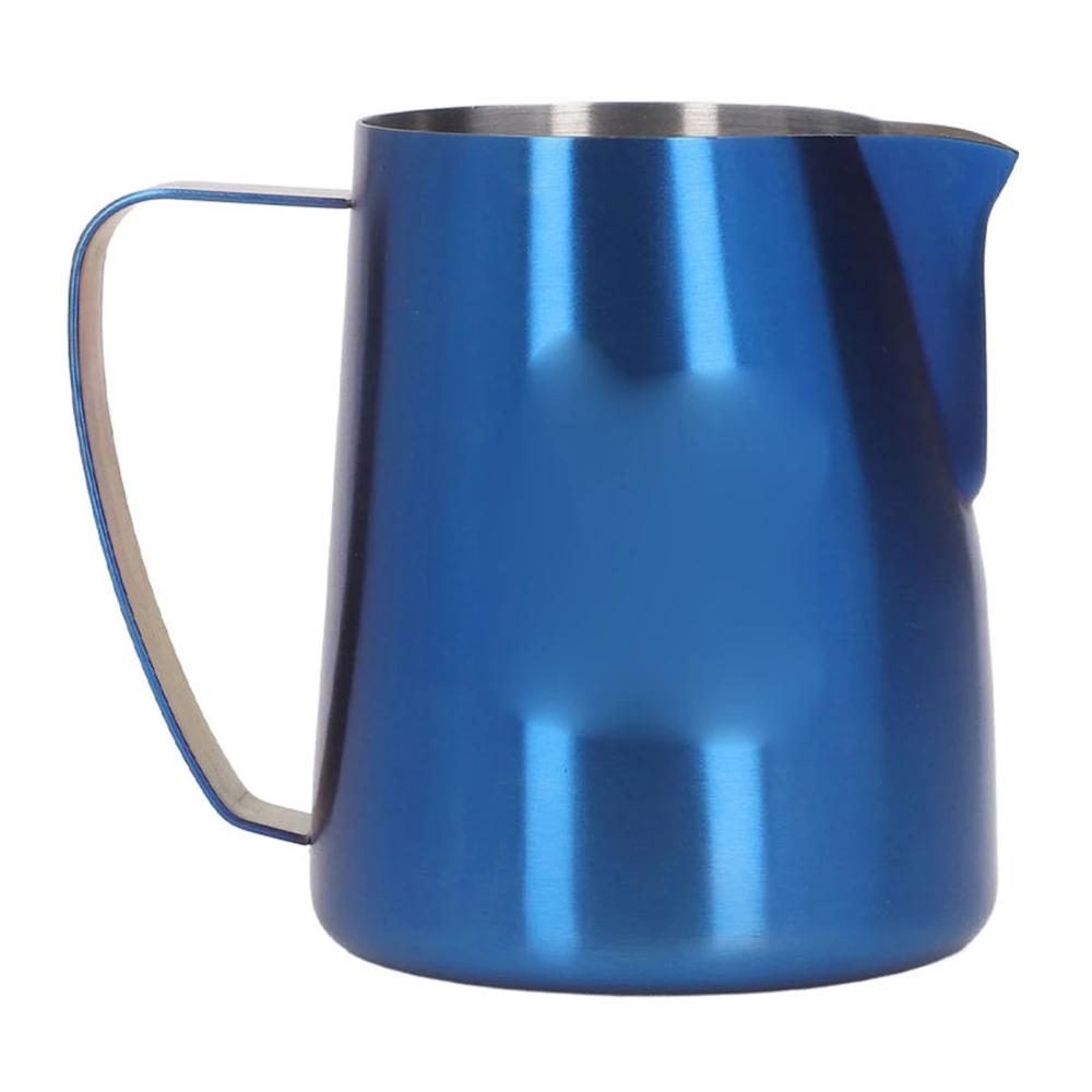 Frothing Pitcher Eagle Spout Prevent Spilling 304 Stainless Steel Frother Cup with Handle for Milk Coffee 420ml Blue