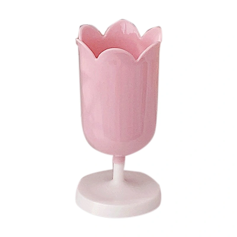 Pen Holder Tulip Shape Innovative Vintage Photo Props Large Capacity Pencil Holder for Office Study Room Home Pink