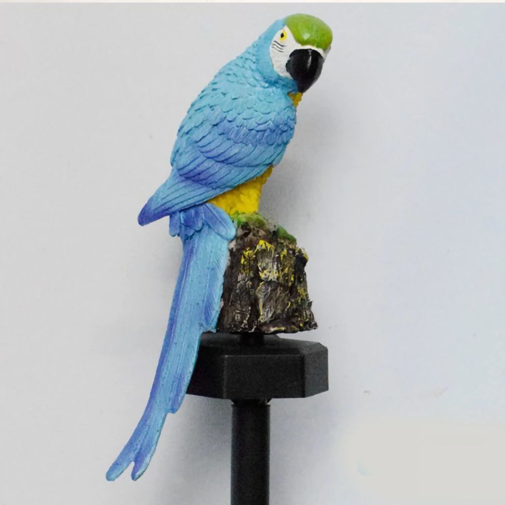 Solar Ground Insert Landscape Light Resin Parrot Shape Outdoor Garden Decorative Landscape Lamp Waterproof Blue