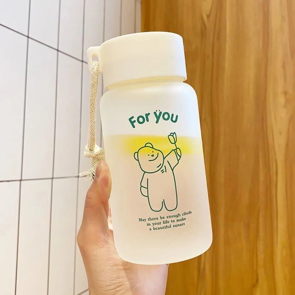 Kids Water Bottle Cute Cartoon Printing Handle Design Healthy Odorless Good Sealing Students Water Cup Green Bear