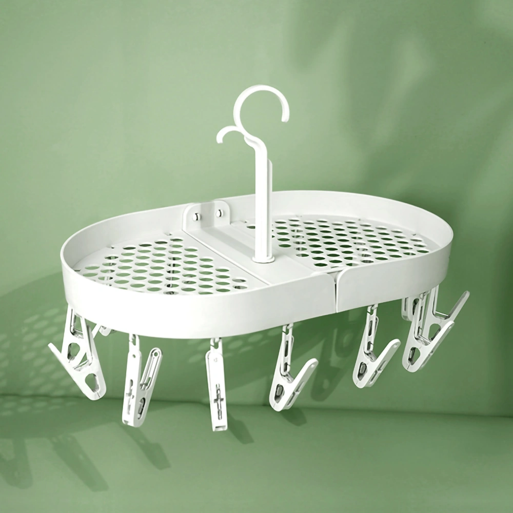 Rotatable Drying Rack 360 Degree Rotation Small Hooks Foldable Clip Drip Hanger for Home Dormitory Beige