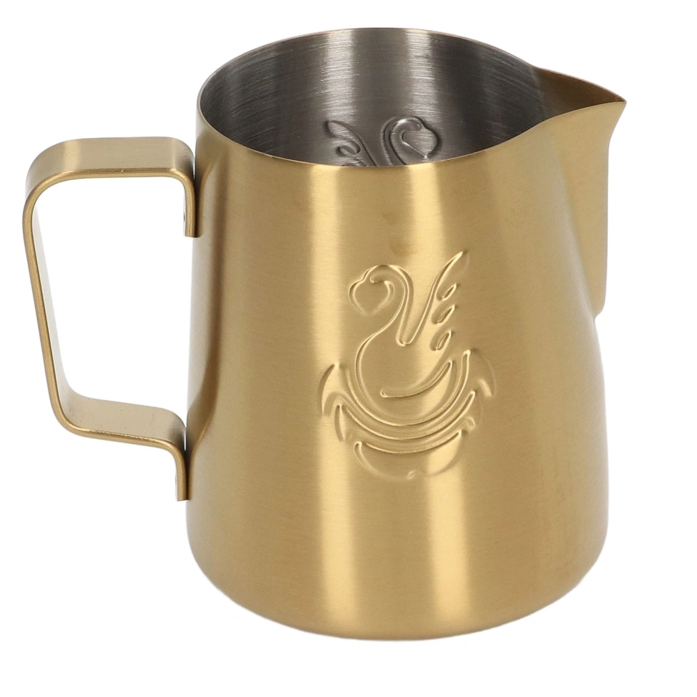 230ml Coffee Steaming Pitcher with Angled Handle Stainless Steel Olecranon Milk Frothing Cup for Latte White