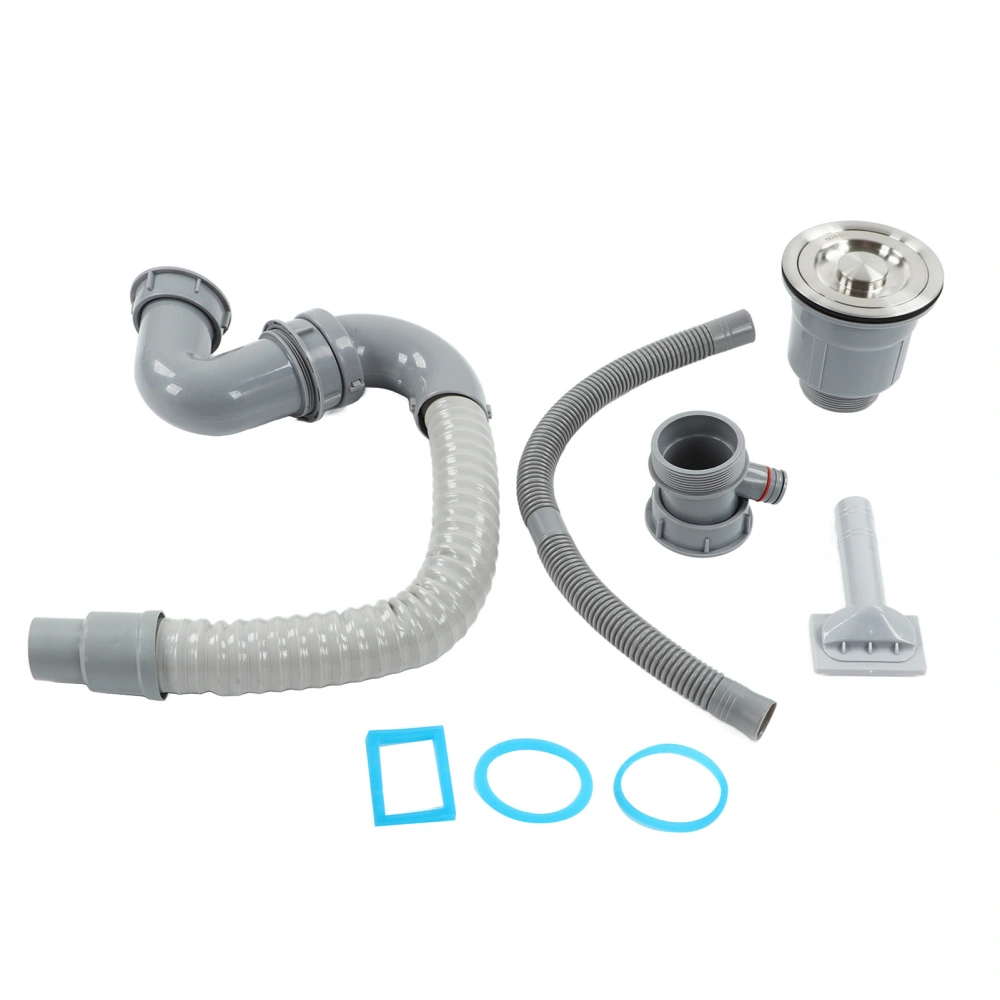 Stainless Steel Sink Drain Assembly with Cage S Bend Hose Wire Kitchen Sink Drain Basket Kit for Bathroom Kitchen