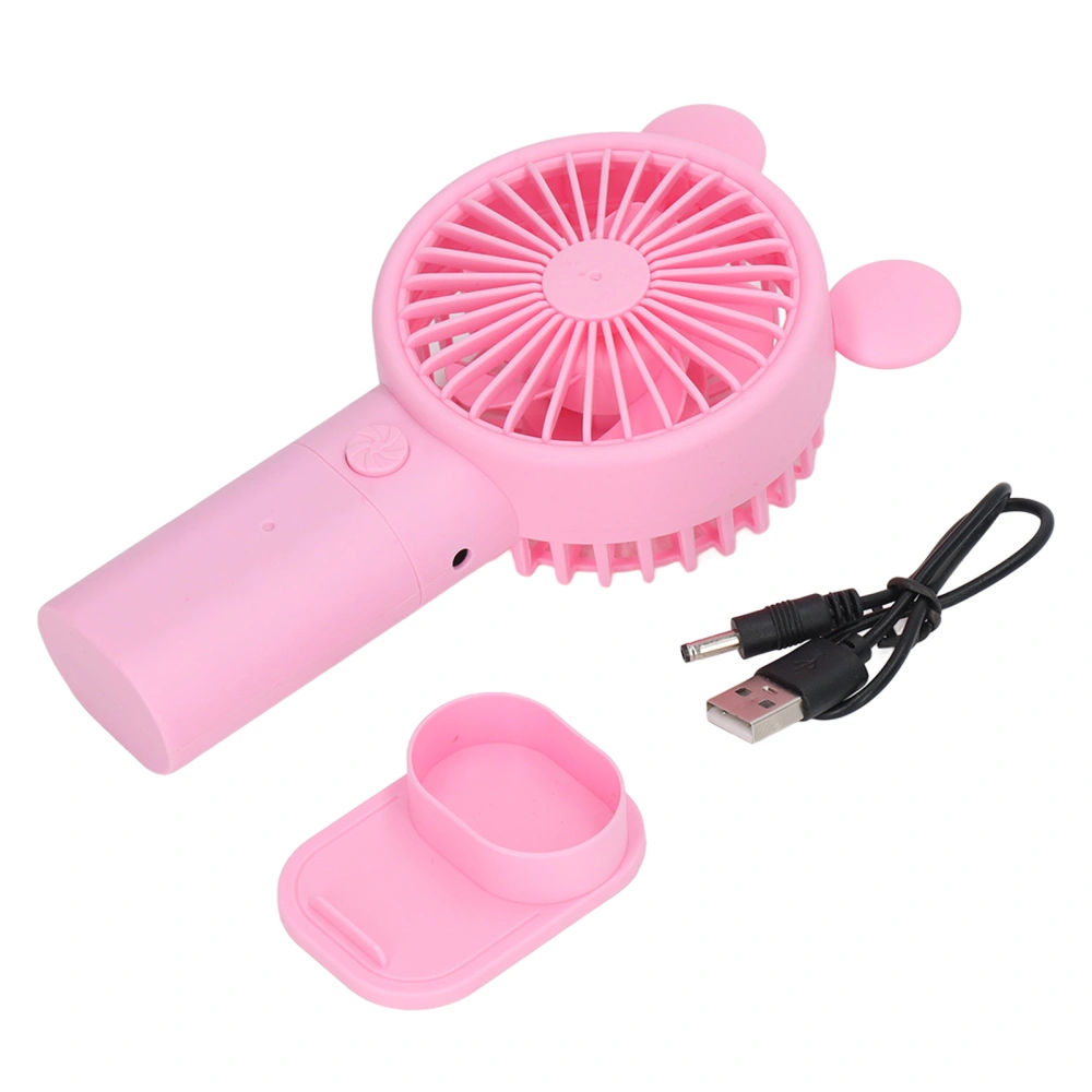 Handheld Fan Plastic USB Battery Dual Drive Built in Lithium Battery Mini Desk Fan for Summer Pink