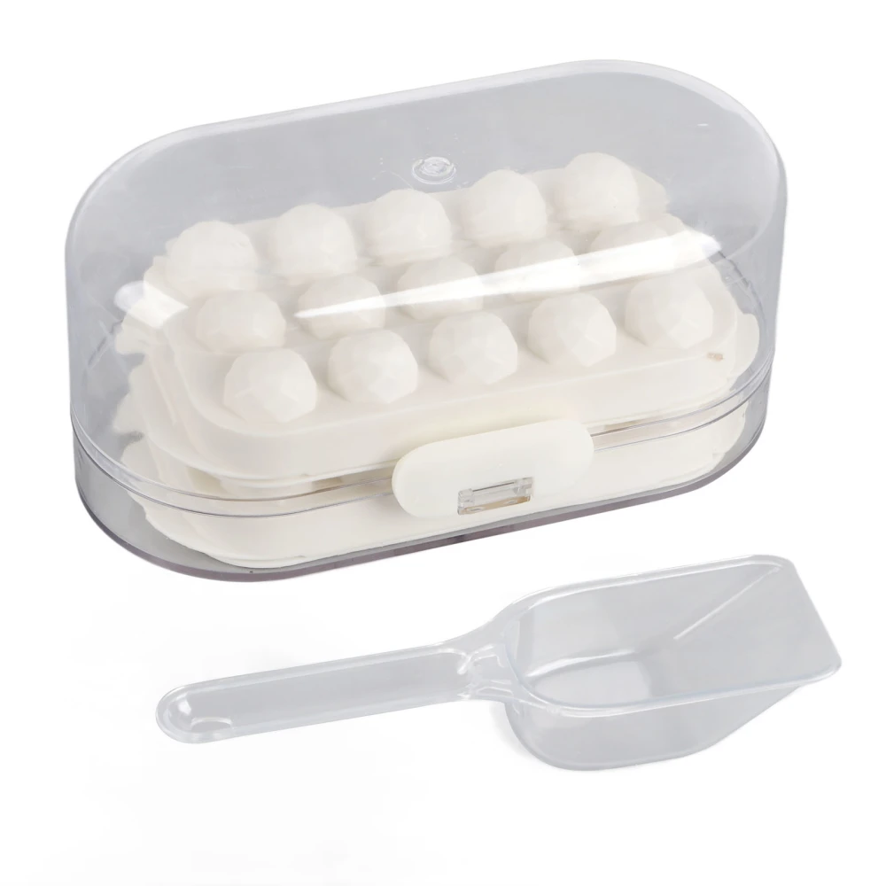 Ice Mold Silicone 2 Layer Hard Interlayer Anti Slip Stable Buckle Design Ice Mold Tray with Spatula Pure Color