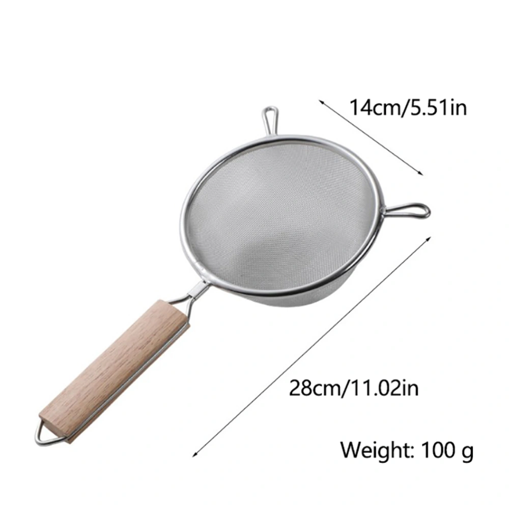 Fine Mesh Oil Strainer Stainless Steel Flour Sifter Sieve with Wooden Handle DIY Kitchen Tools