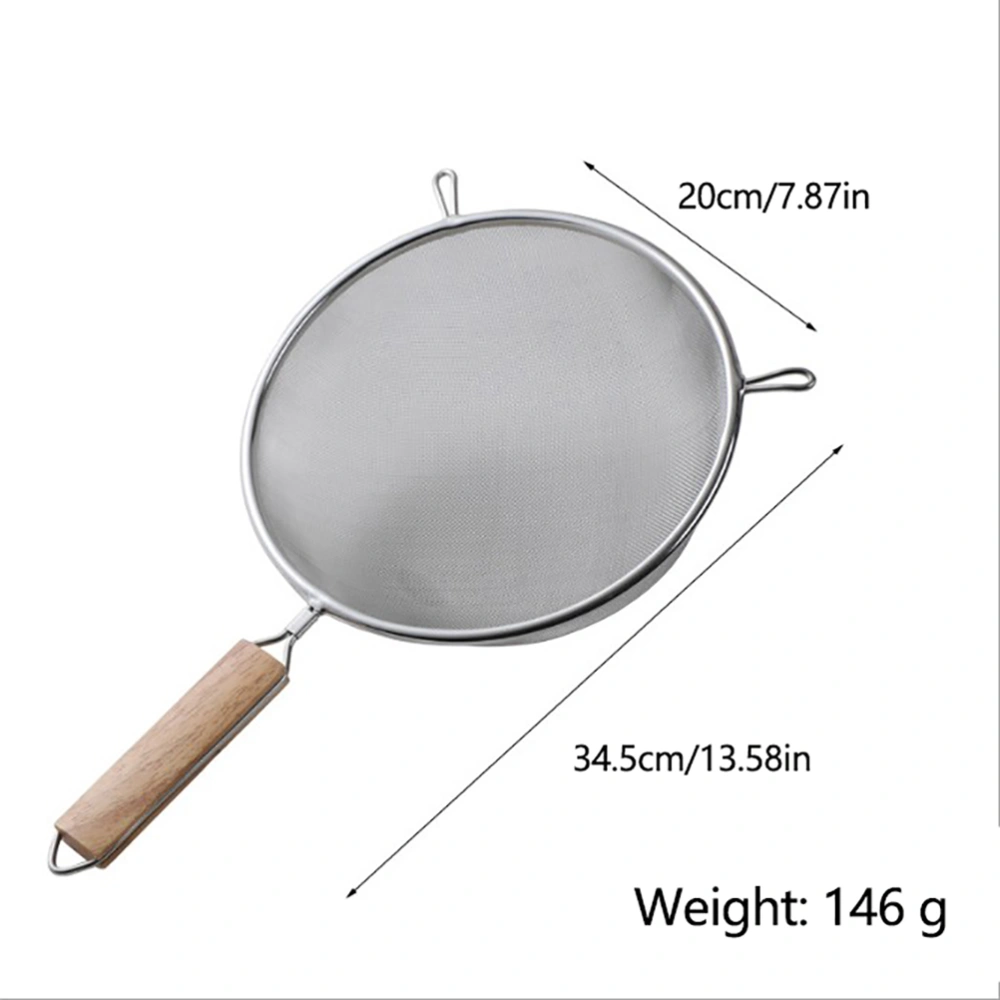 Fine Mesh Oil Strainer Stainless Steel Flour Sifter Sieve with Wooden Handle DIY Kitchen Tools