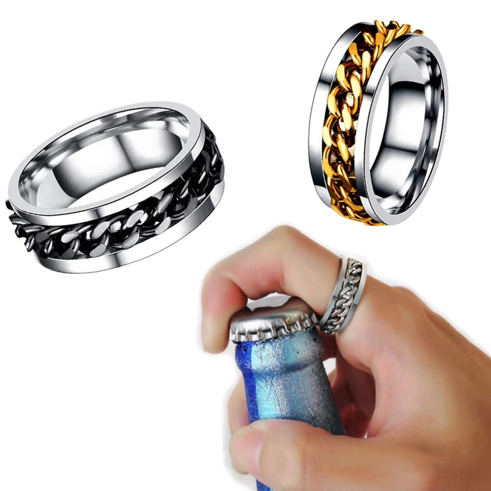 2Pcs/4Pcs Fashion Couple Rings Stainless Steel Ring Rotatable Bottle Opener Party Ring Versatile Beer Bottle Openers