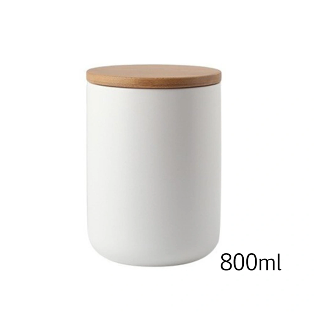 Ceramic Sealed Jars with Airtight Bamboo Lid Home Kitchen Storage Can Bulk Container for Seasoning Food Spice Tea Coffee