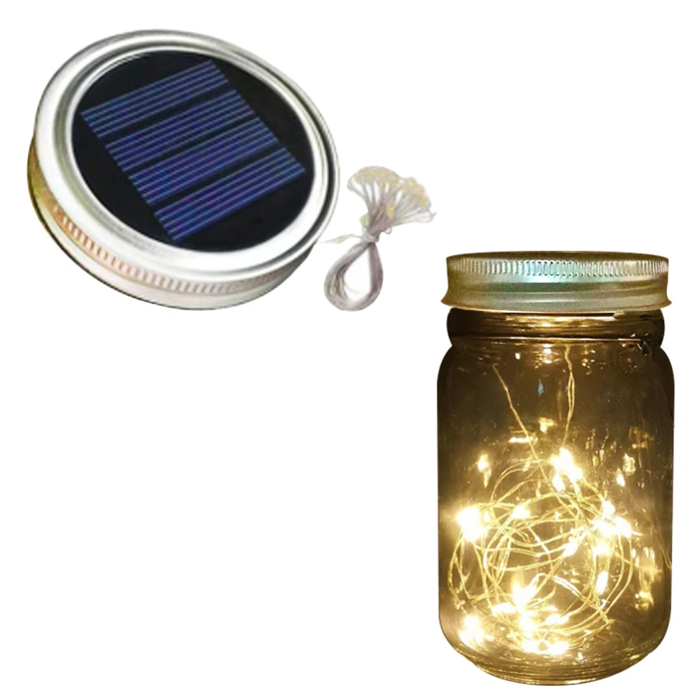 Solar Jar Lid String Lights LED Waterproof Fairy Jar Lids Lights for Patio Garden Wedding