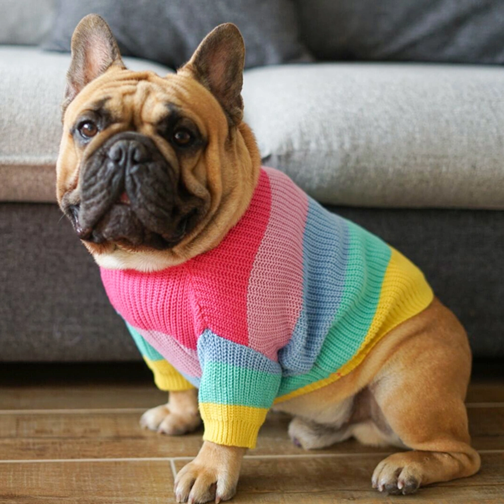 Rainbow Sweater for Dogs Knitted Colorful Pet Winter Dog Clothes