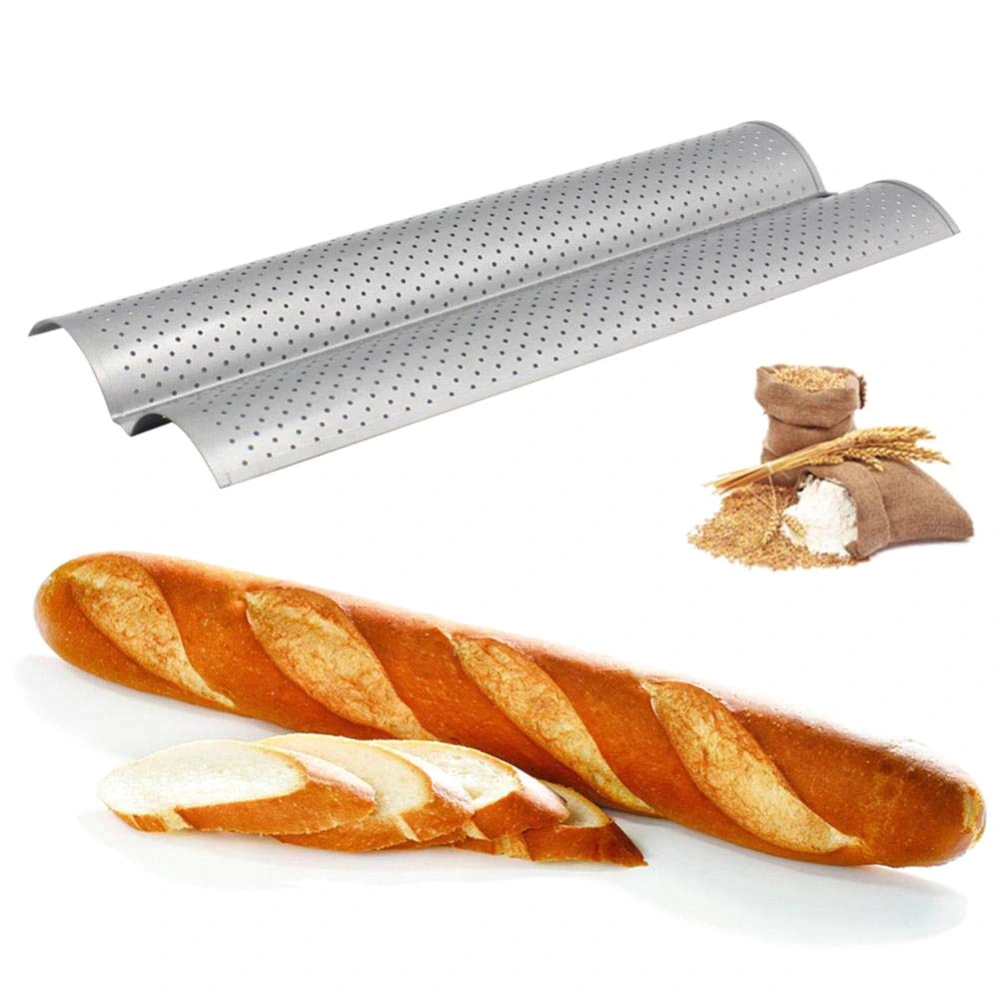 2 Slot Baguette Baking Tray Nonstick Bread Baking Tray Stainless Steel Baking Pan