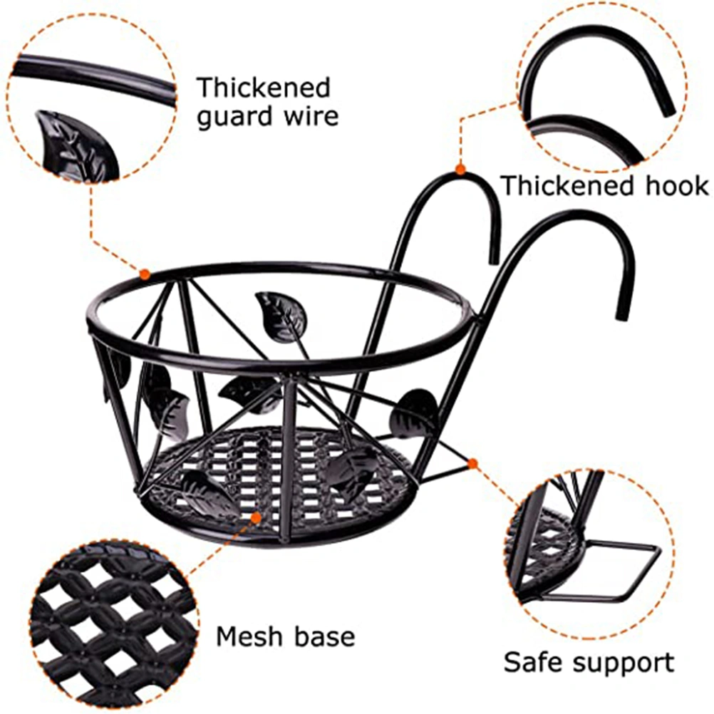Iron Wire Hanging Flower Pot Holder Brackets Balcony Display Shelf Garden Plant Flower Holder Balcony Home Decoration