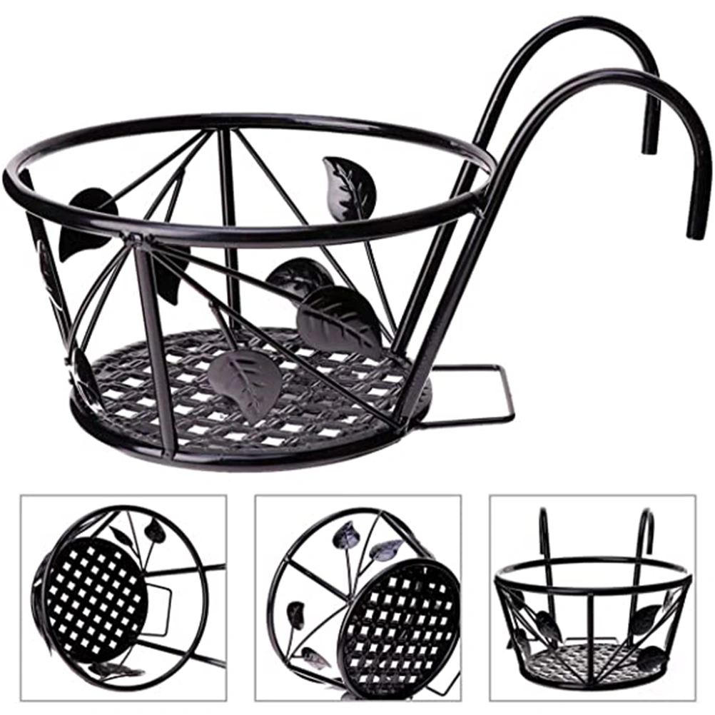 Iron Wire Hanging Flower Pot Holder Brackets Balcony Display Shelf Garden Plant Flower Holder Balcony Home Decoration