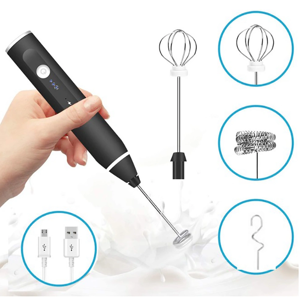 Milk Frother USB Rechargeable Mini Handheld Electric Blender Mixer Whisk Drink Mixer for Cappuccino Lattes Matcha Hot Chocolate