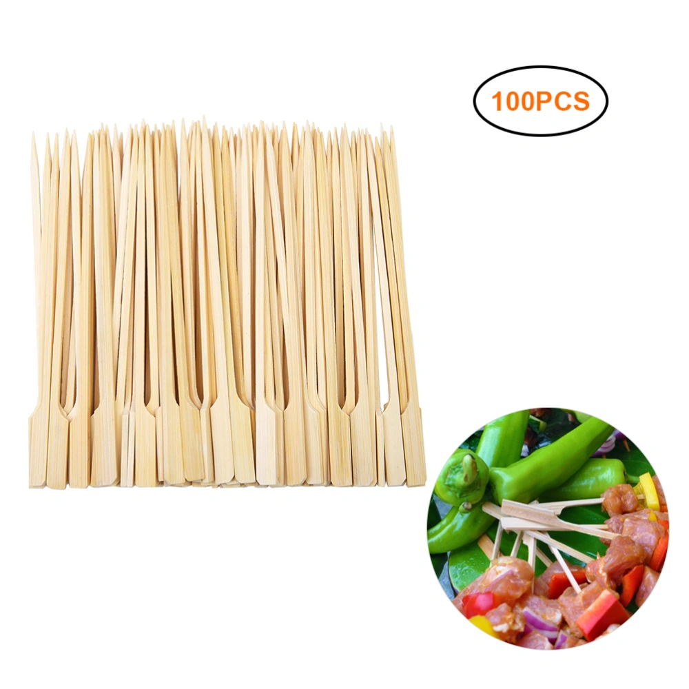 100PCS Barbecue Bamboo Skewers Disposable Bamboo Stick Barbecue Paddle Skewers