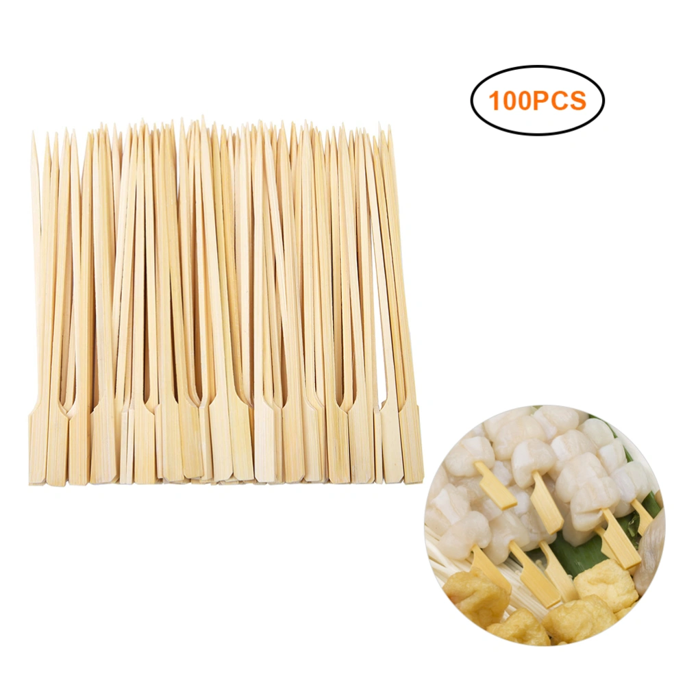 100PCS Barbecue Bamboo Skewers Disposable Bamboo Stick Barbecue Paddle Skewers