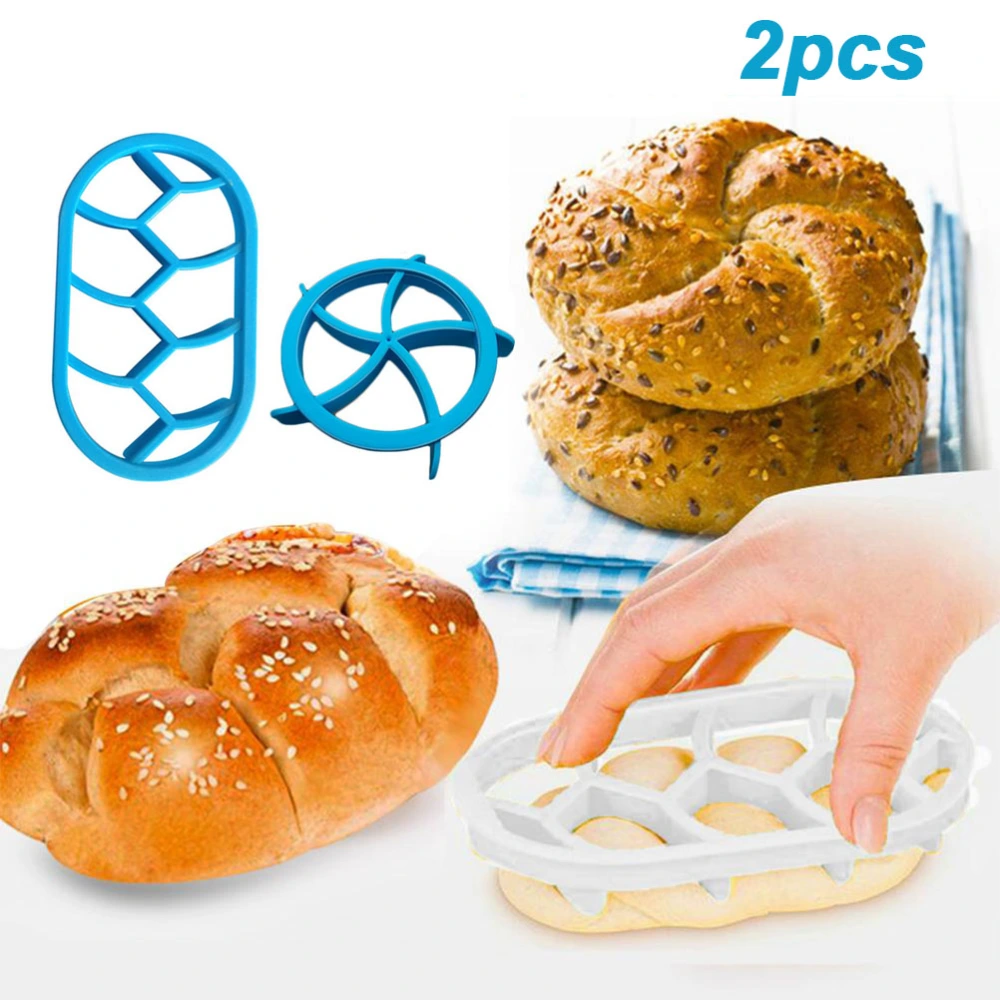 2PCS Dough Press Mold Set Baking Bread Rolls Mold Plastic Pastry Cutters