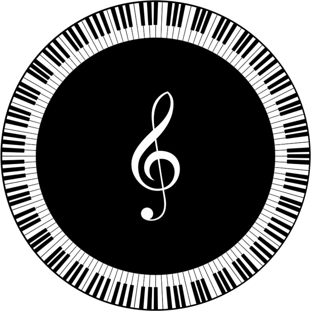 Musical Note Black White Piano Key Printed Round Carpets Area Rugs for Home Living Room Bedroom Floor Decoration