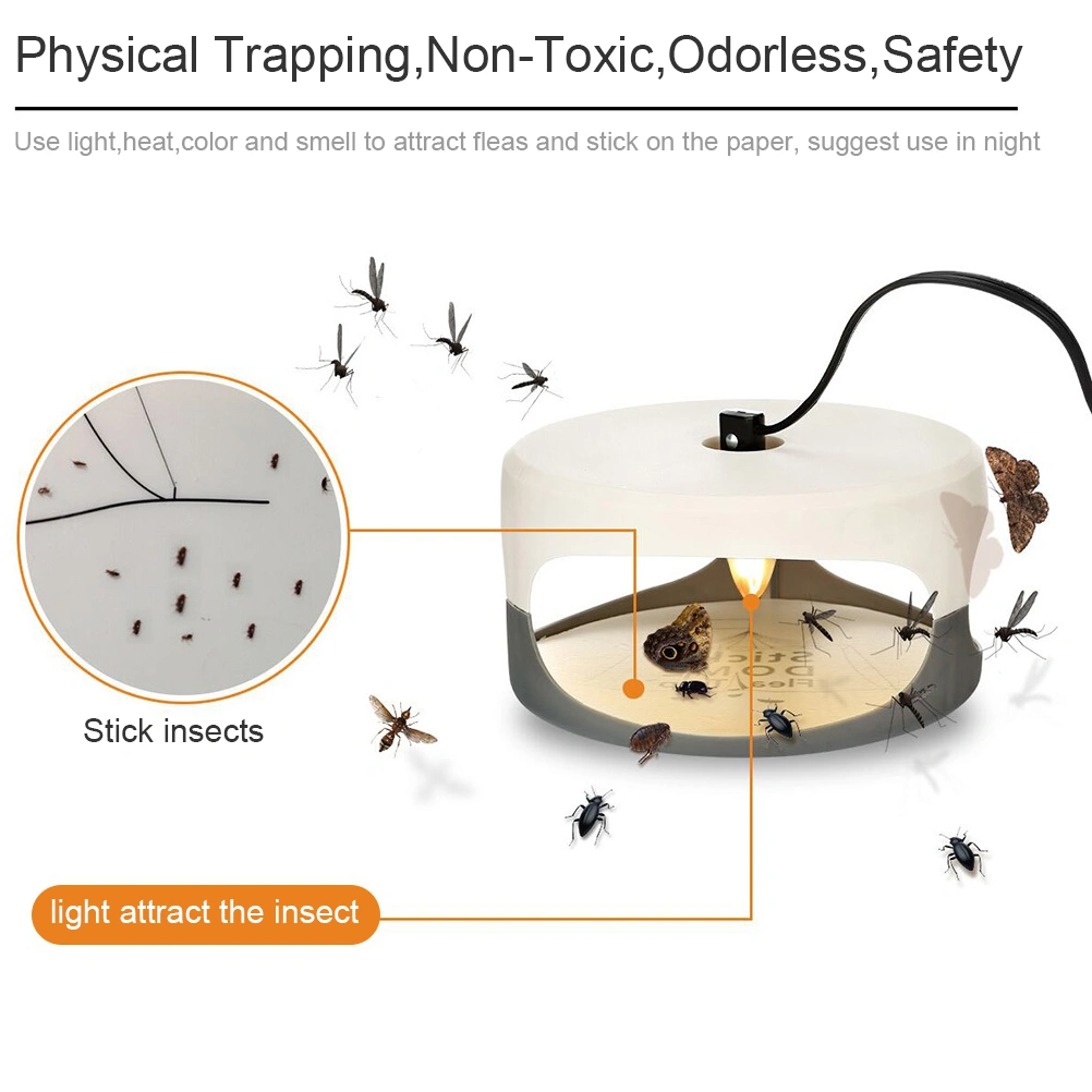 Electric Sticky Flea Killer Round Flies Trap Lamp Non Toxic Flea Trap for Home