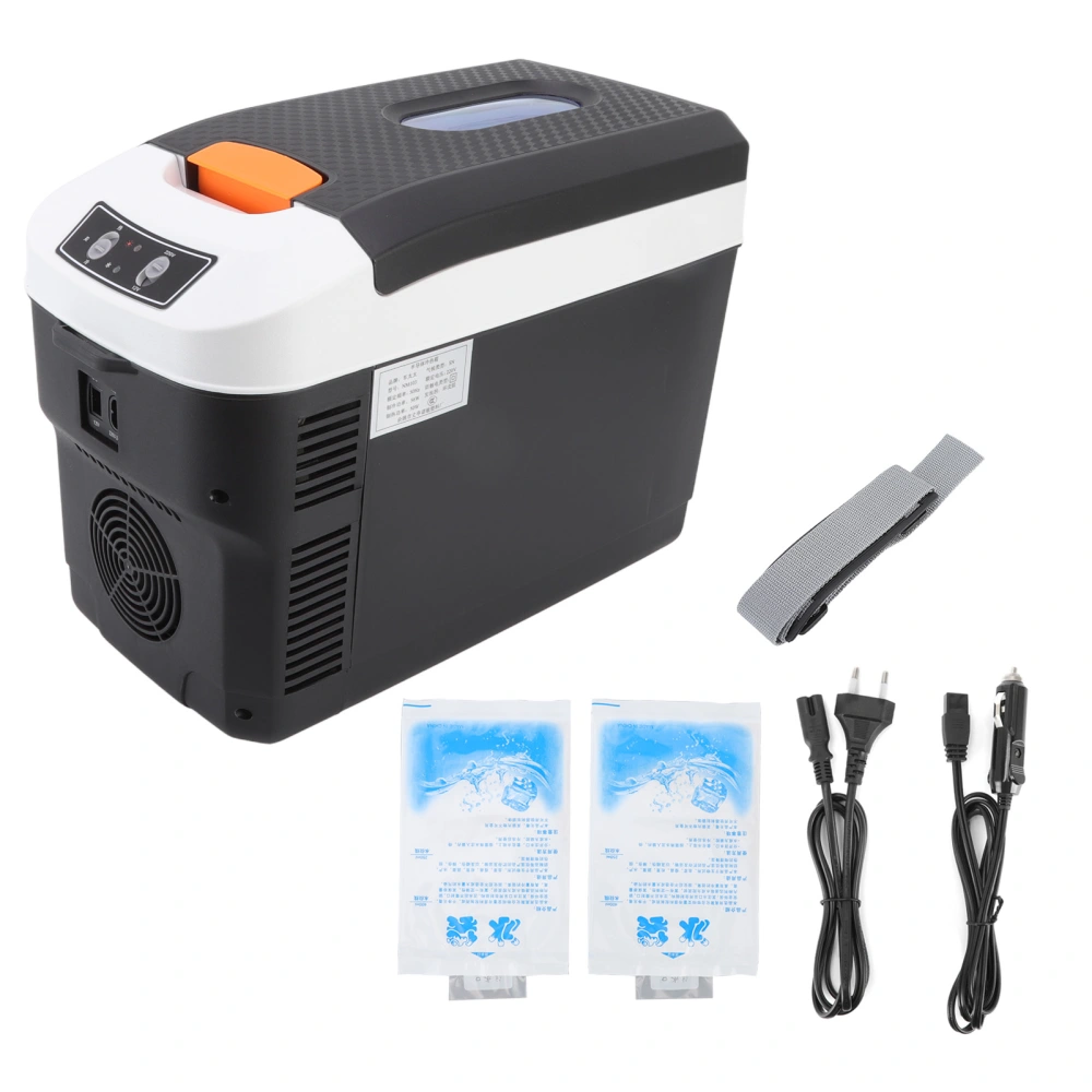 12L Car Refrigerator 12V Adjustable Heating Cooling Quiet Fan Insulin Cooler Box with Shoulder Strap Small Fridge EU Plug 220V 12L Single Core Mechanical Type