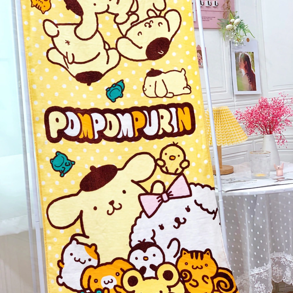 Kids Cartoon Bath Towel Cute Cartoon Character Print Soft Colorfast Cotton Beach Towel for Toddlers Yellow Puppy 47.2 X 23.6in