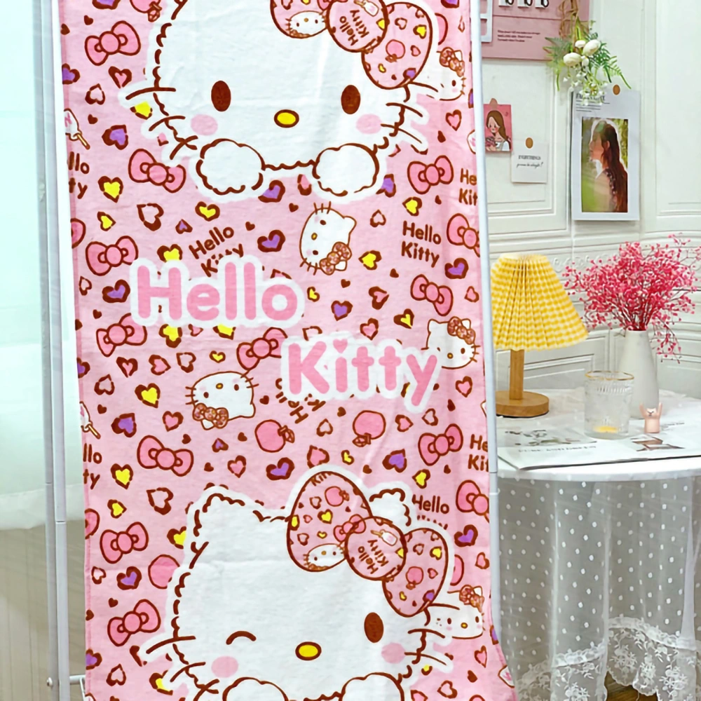 Kids Cartoon Bath Towel Cute Cartoon Character Print Soft Colorfast Cotton Beach Towel for Toddlers Pink Leopard Print Cat 47.2 X 23.6in