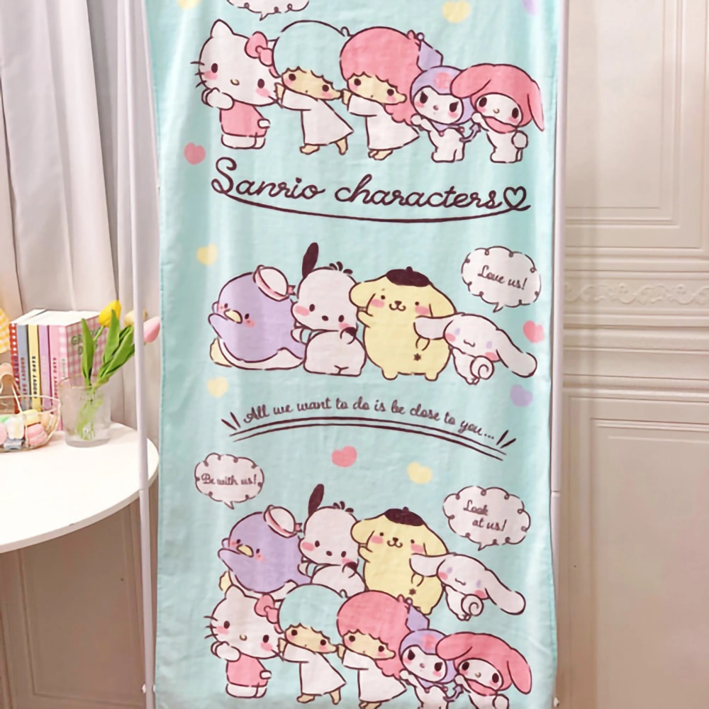 Kids Cartoon Bath Towel Cute Cartoon Character Print Soft Colorfast Cotton Beach Towel for Toddlers Blue Cartoon Animals 47.2 X 23.6in