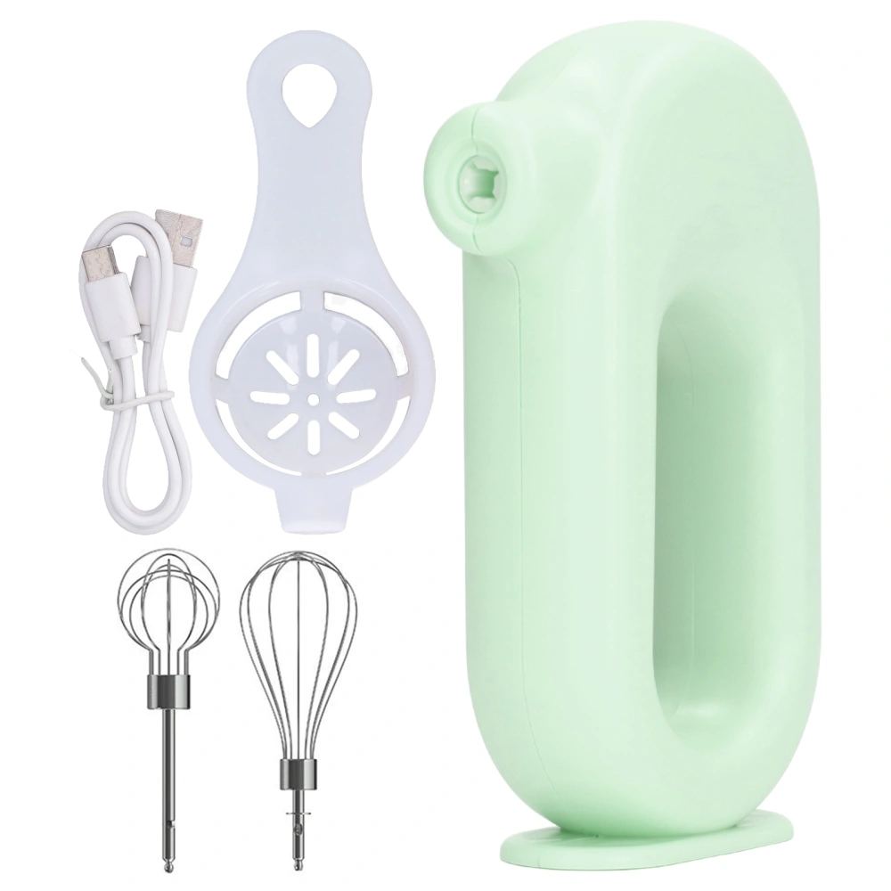 Electric Hand Mixer USB Charging 4 Level Adjustment Electric Eggbeater Handheld Milk Frother for Home Kitchen Green