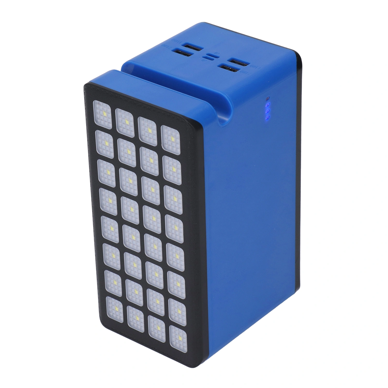 Solar Power Bank 100000mAh 32LED 4 USB Ports Portable Solar Charger Power Bank for Outdoor US Plug 100‑240V Blue