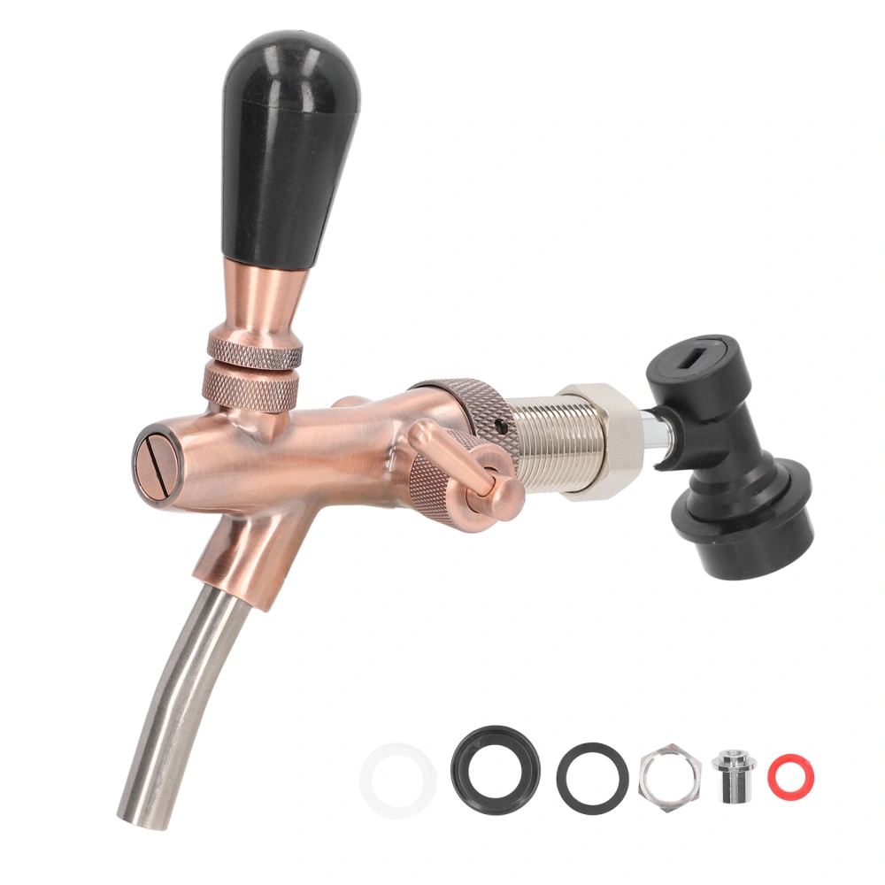 G5/8 Beer Faucet Brass Stainless Steel Beer Tap Adjustable Beer Faucet with Quick Connector Red Bronze