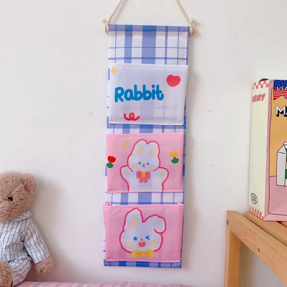 Wall Hanging Storage Bag Fabrics Door Wall Mounted Storage Pockets Home Decoration for Dormitory Bedside Closet Small Bow Tie Rabbit