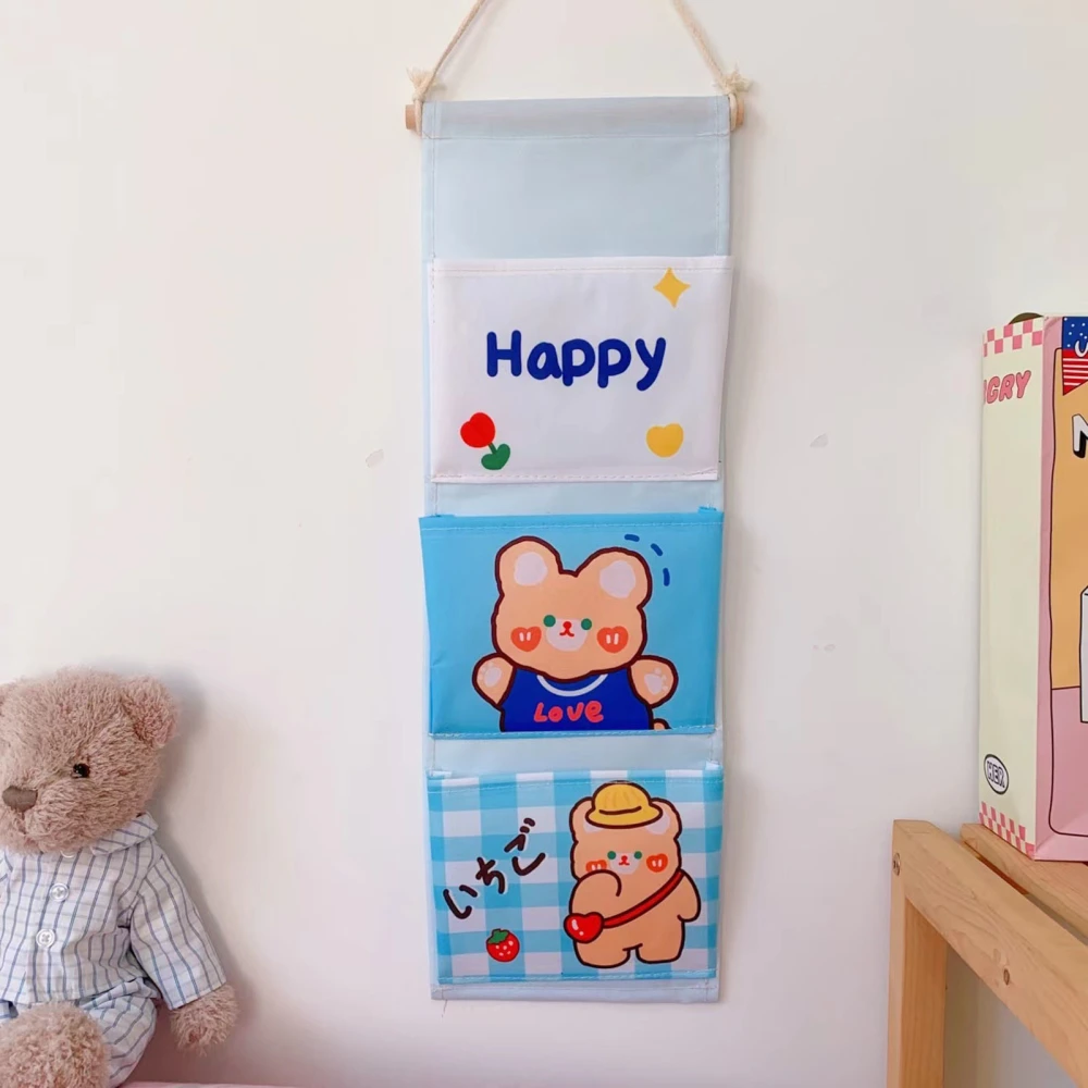 Wall Hanging Storage Bag Fabrics Door Wall Mounted Storage Pockets Home Decoration for Dormitory Bedside Closet Small Bag Bear