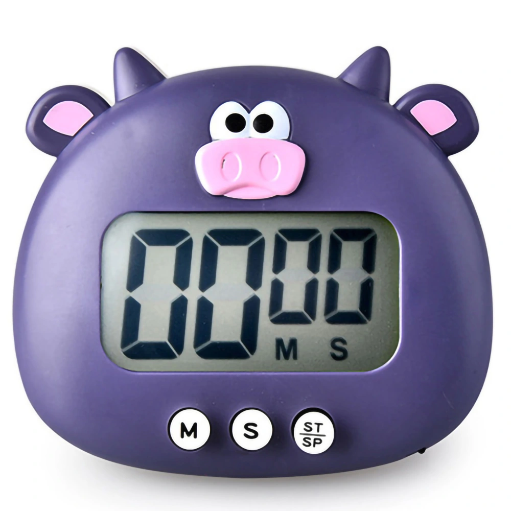 Animal Timer Student Magnetic Digital Digital 100 Minutes Timing Countdown Timer With Battery for Kitchen Purple Calf