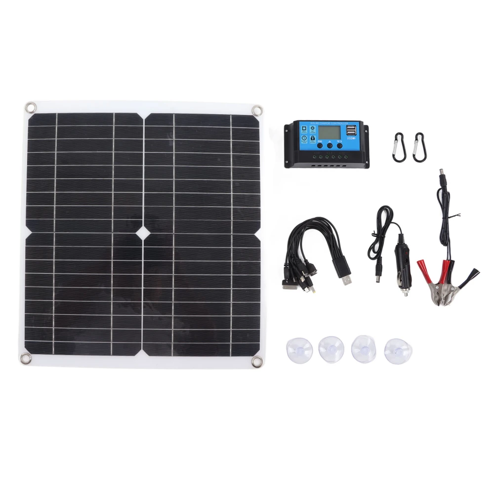 Solar Panel Kit 20W 12V Monocrystalline IP65 Waterproof DIY Solar Panel with 10A Solar Charge Controller for Outdoor